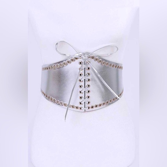 Metallic Lacing Corset Statement Belt - Picture 1 of 6